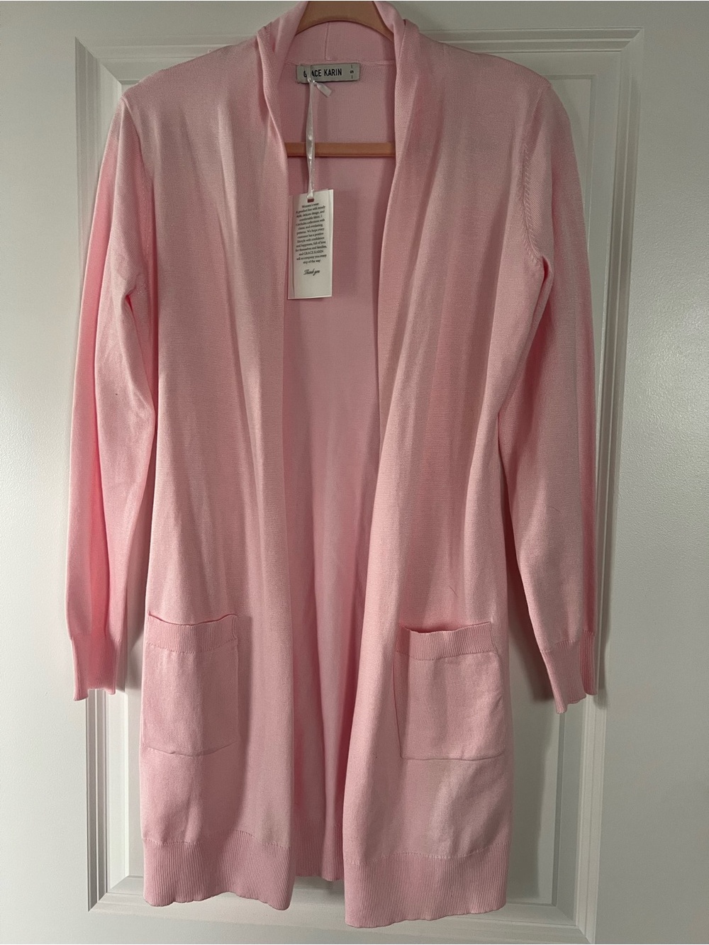 Grace Karin Light Pink Knit Cardigan